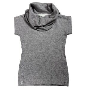 Blarney Signature Irish Wool Cowl Neck Sweater Tunic Gray Button‎ Detail Medium